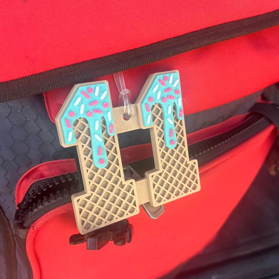 Ice Cream Drip Number Bag Tag