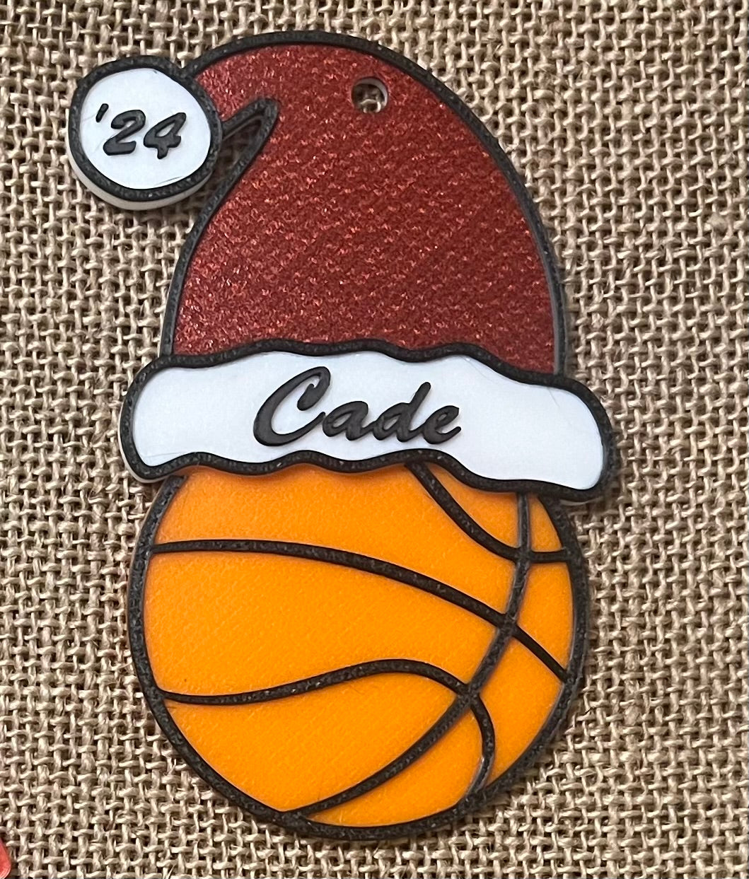 Santa Hat Basketball Ornament- Personalized