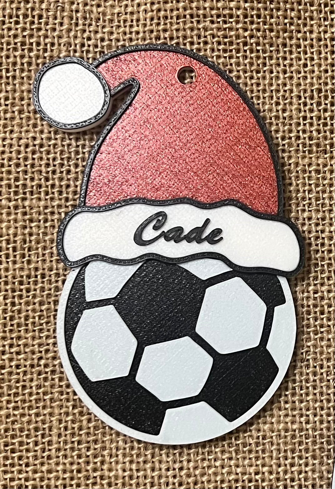 Santa Hat Soccer Ornament- Personalized