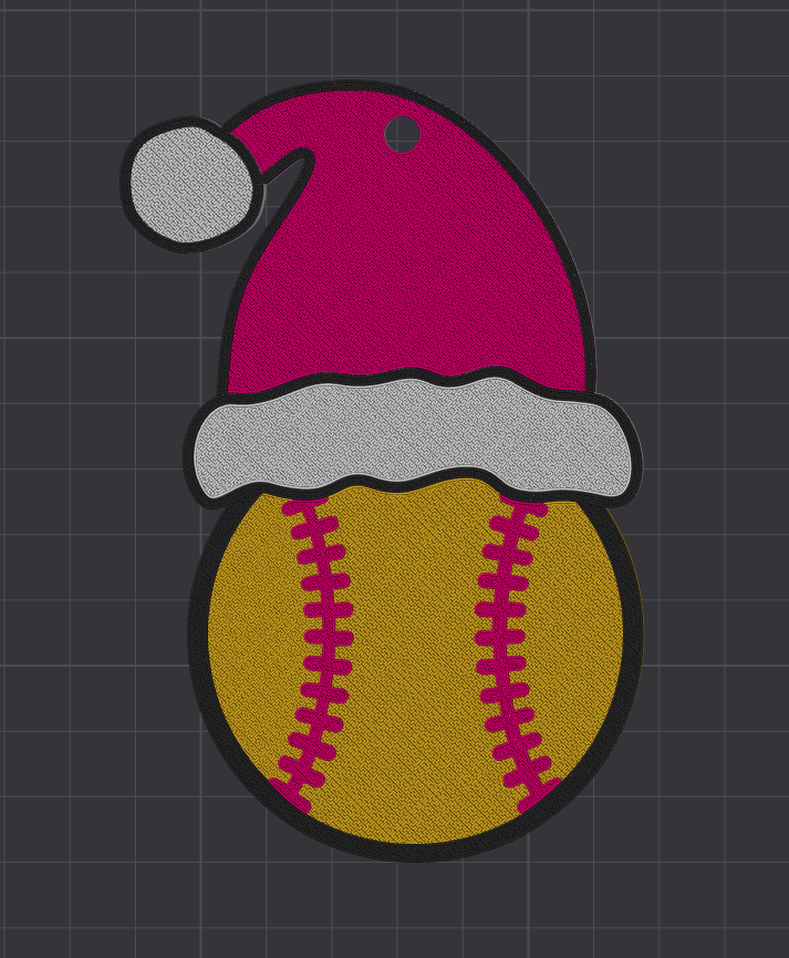 Santa Hat Softball Ornament- Personalized