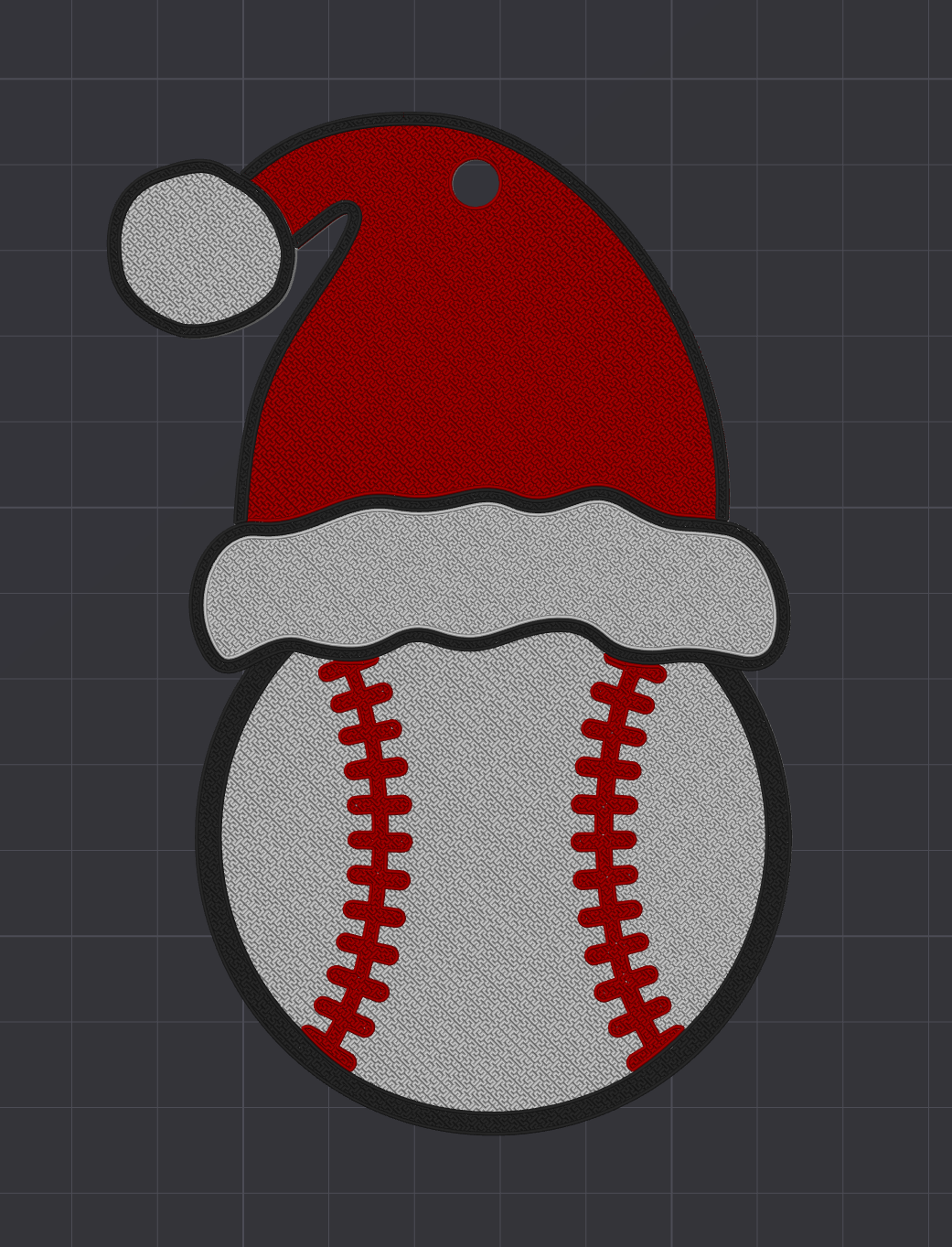 Santa Hat Baseball Ornament- Personalized