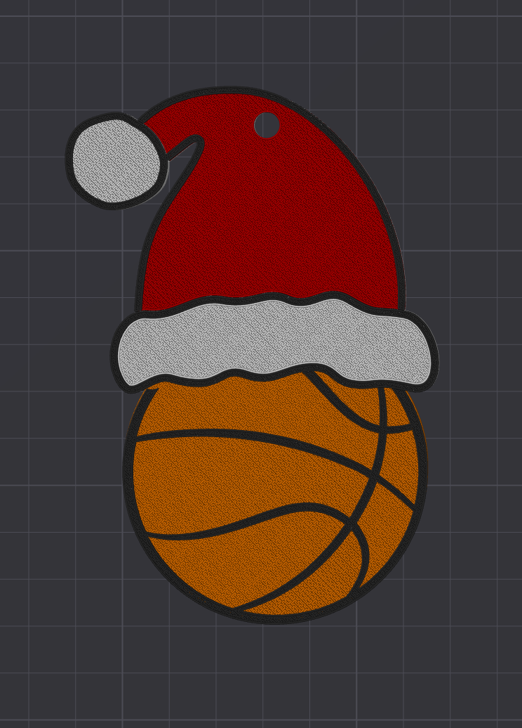Santa Hat Basketball Ornament- Personalized
