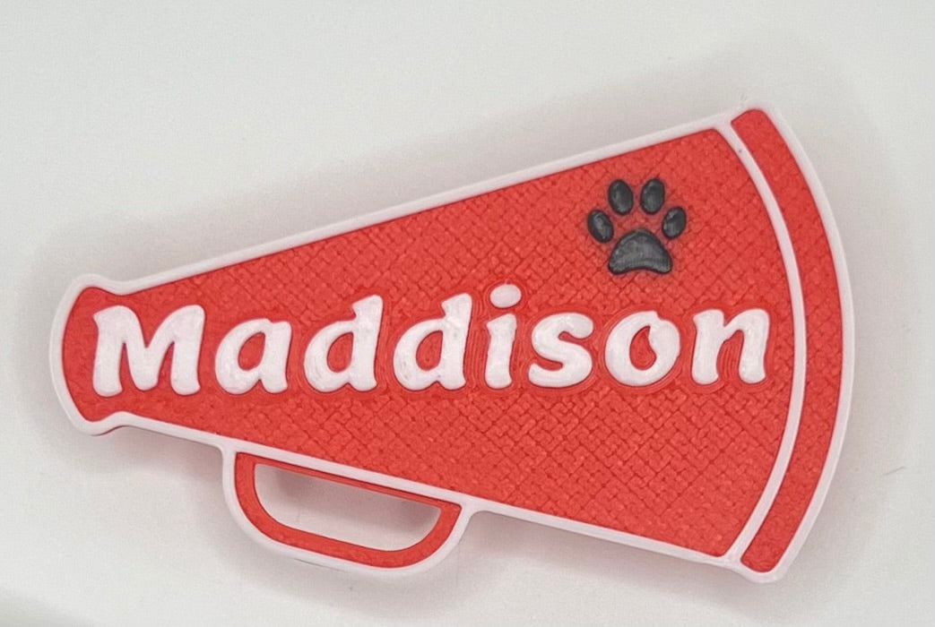 Personalized Cheer Megaphone Bogg Tag