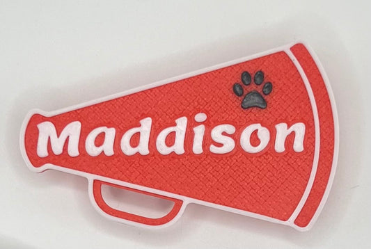 Personalized Cheer Megaphone Bogg Tag