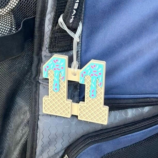 Ice Cream Drip Number Bag Tag