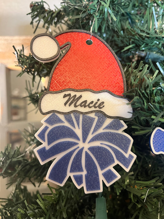 Santa Hat Cheer Ornament- Personalized