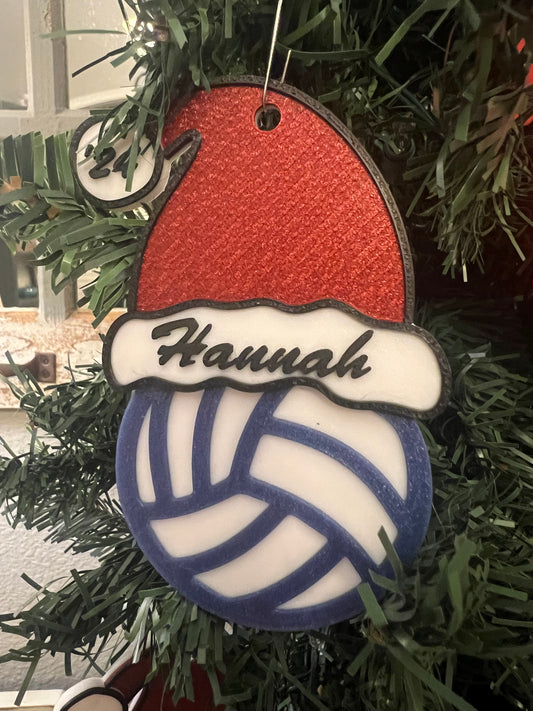 Santa Hat Volleyball Ornament- Personalized