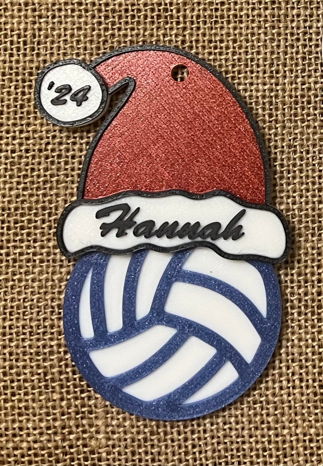 Santa Hat Volleyball Ornament- Personalized