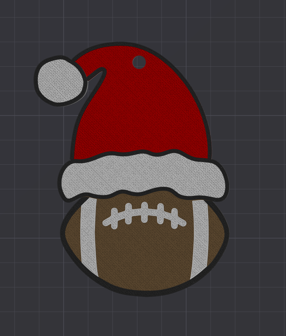 Santa Hat Football Ornament- Personalized