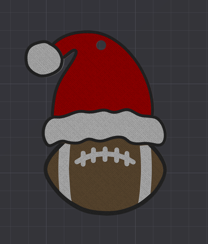 Santa Hat Football Ornament- Personalized